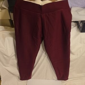 Burgundy Fuzzy Lined Leggings